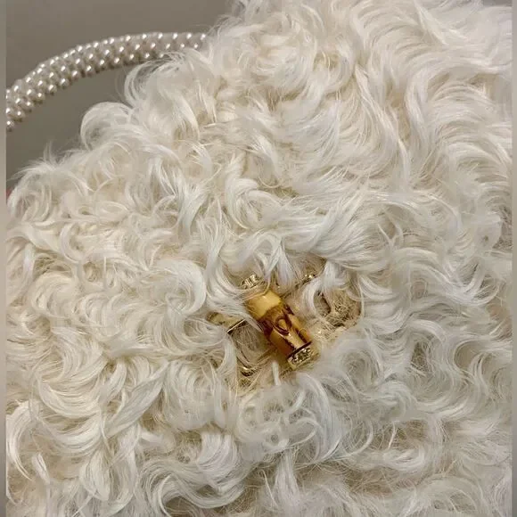 Handmade Genuine Curly Shearling Purse Includes 2 Chain Styles